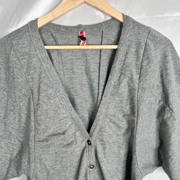 Free People Gray Button Front Knit Top – Size Large - Picture 2 of 14